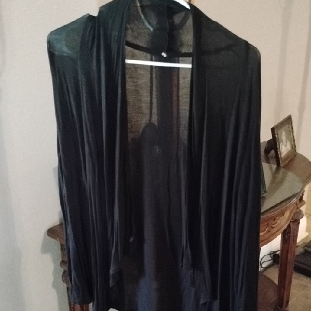 Black Sheer Open Cardigan
